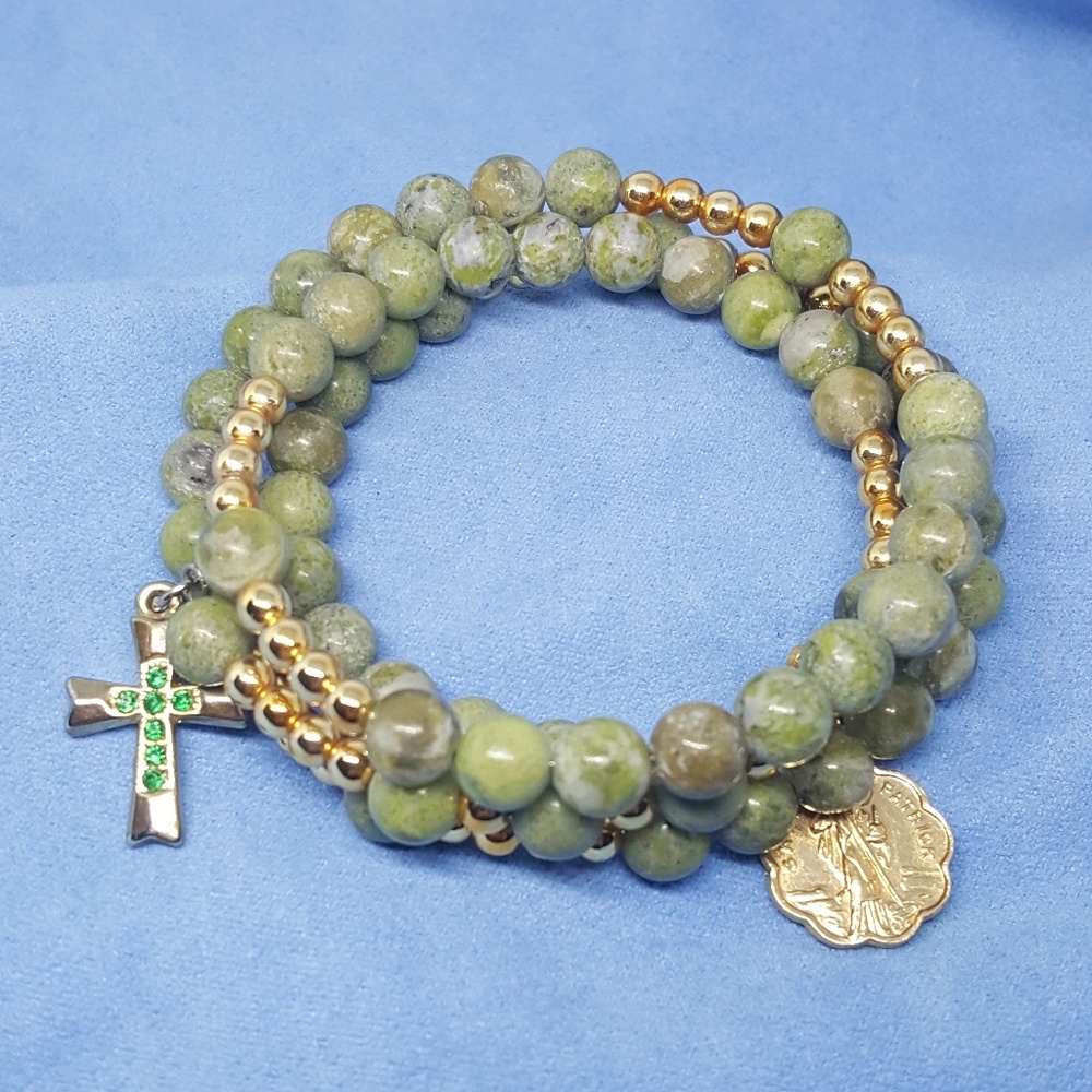 QVC Connemara Marble Coil Rosary Bracelet